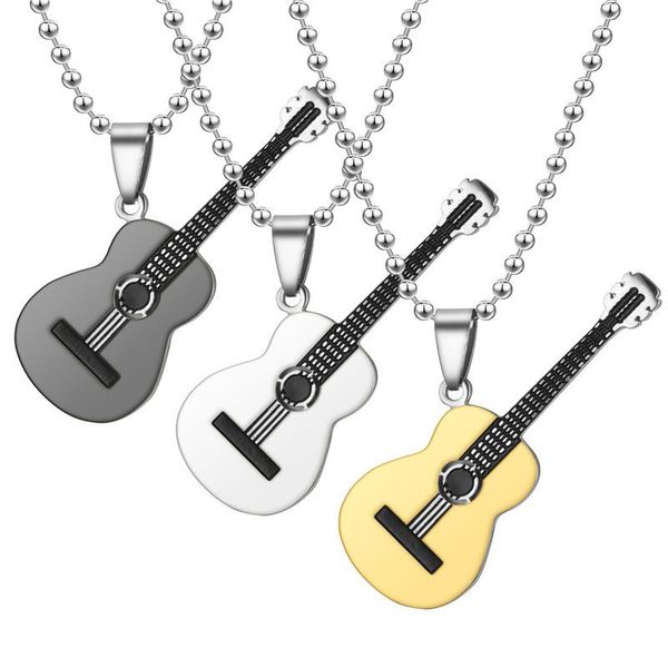 pendant necklaces stainless steel rock two tone gold color titanium music guitar necklace for men jewelry, Silver
pendant necklaces stainless steel rock two tone gold color titanium music guitar necklace for men jewelry, Silver