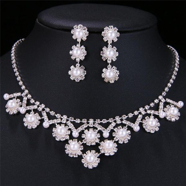 earrings & necklace wedding bridal jewelry sets faux pearl zirconia set jewellery women sieraden luxury costume, Silver
earrings & necklace wedding bridal jewelry sets faux pearl zirconia set jewellery women sieraden luxury costume, Silver