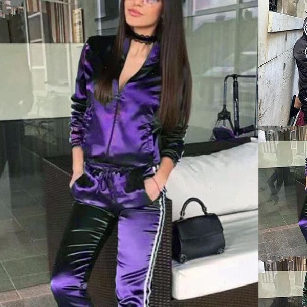 women causal tracksuit sets side stripe 2 piece sporting patchwork zipper 2021 satin jackets and pants outfit women sets, Gray
women causal tracksuit sets side stripe 2 piece sporting patchwork zipper 2021 satin jackets and pants outfit women sets, Gray
