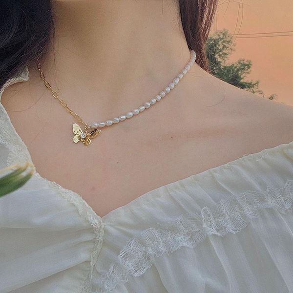 new ladies' popular personality european and american simple wild butterfly natural freshwater imitation pearl pendant necklace, Silver
new ladies' popular personality european and american simple wild butterfly natural freshwater imitation pearl pendant necklace, Silver
