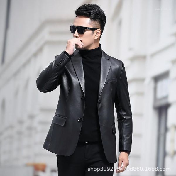 haining leather suit men's sheepskin light coat slim style in spring and autumn & faux, Black
haining leather suit men's sheepskin light coat slim style in spring and autumn & faux, Black