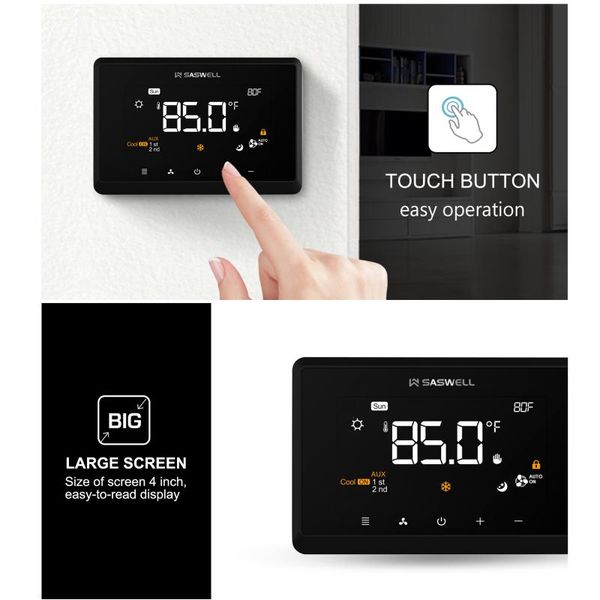 smart home control wifi programmable thermostat temperature controller with 4in touchscreen humidifier/dehumidifier
smart home control wifi programmable thermostat temperature controller with 4in touchscreen humidifier/dehumidifier