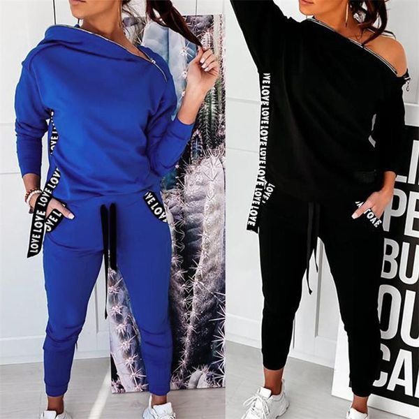 women's two piece pants hooded tracksuit women set 2021 autumn fashion zipper skew collar long sleeve and suits, White
women's two piece pants hooded tracksuit women set 2021 autumn fashion zipper skew collar long sleeve and suits, White