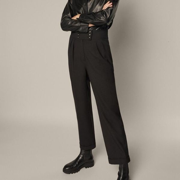 2021 autumn and winter new style breasted wide-legged straight ladies black casual all-match trousers n556, Black;white
2021 autumn and winter new style breasted wide-legged straight ladies black casual all-match trousers n556, Black;white