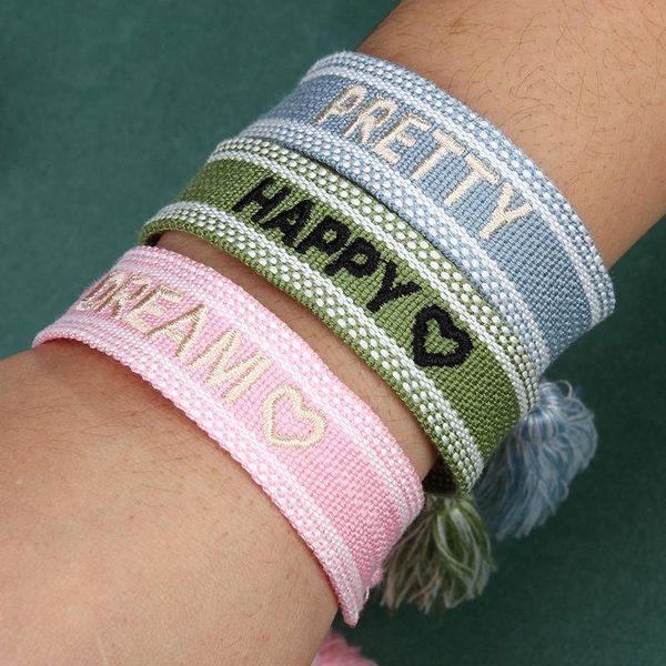 charm bracelets 2021 tassel letter embroidery bracelet vintage handmade woven wide braided for women gifts friendship jewelry, Golden;silver
charm bracelets 2021 tassel letter embroidery bracelet vintage handmade woven wide braided for women gifts friendship jewelry, Golden;silver