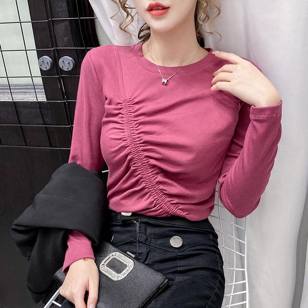 women's t-shirt t shirt korean style folds t-shirts 2021 tshirts cotton long sleeve o-neck tee femme spring fall, White
women's t-shirt t shirt korean style folds t-shirts 2021 tshirts cotton long sleeve o-neck tee femme spring fall, White
