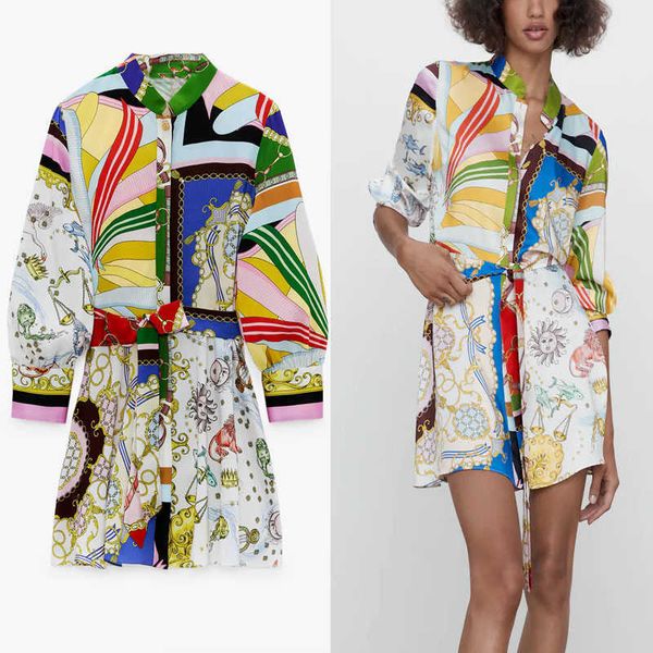 za vintage print mini summer dress women long sleeve tied self belt party dresses female fashion fitted elegant vestidos 210602, Black;gray
za vintage print mini summer dress women long sleeve tied self belt party dresses female fashion fitted elegant vestidos 210602, Black;gray