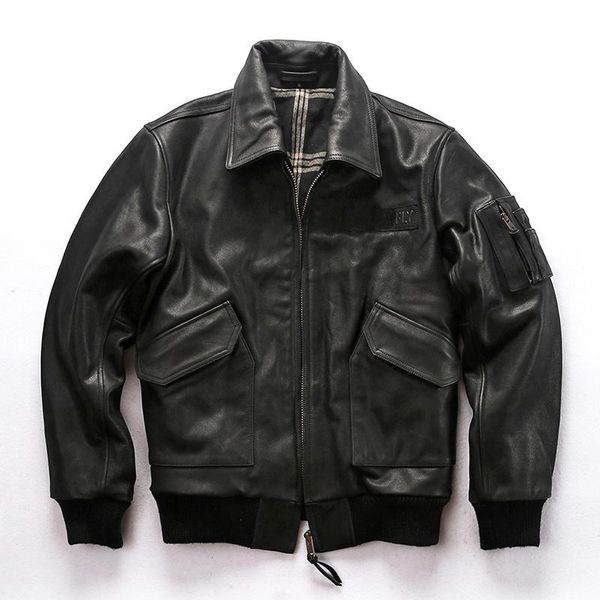 men's leather & faux amerian militaly flight jacket winter thick cow bomber men cotton liner genuine coat male, Black
men's leather & faux amerian militaly flight jacket winter thick cow bomber men cotton liner genuine coat male, Black