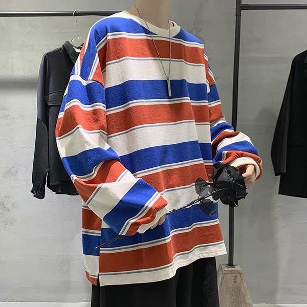men's t-shirts autumn men t shirt oversized striped long sleeve round neck korean harajuku hip streetwear vintage couple clothesi, White;black
men's t-shirts autumn men t shirt oversized striped long sleeve round neck korean harajuku hip streetwear vintage couple clothesi, White;black