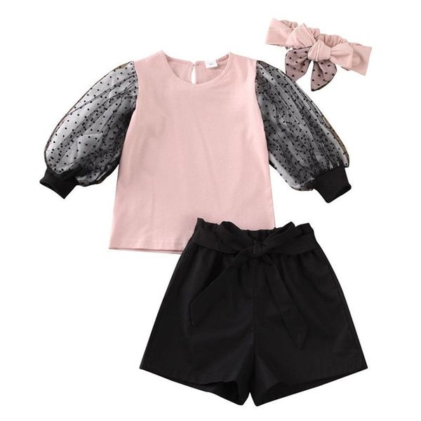 kids baby girls clothes set summer round neck black lace mesh long sleeve bow knot shorts hairband fashion style suit, White
kids baby girls clothes set summer round neck black lace mesh long sleeve bow knot shorts hairband fashion style suit, White