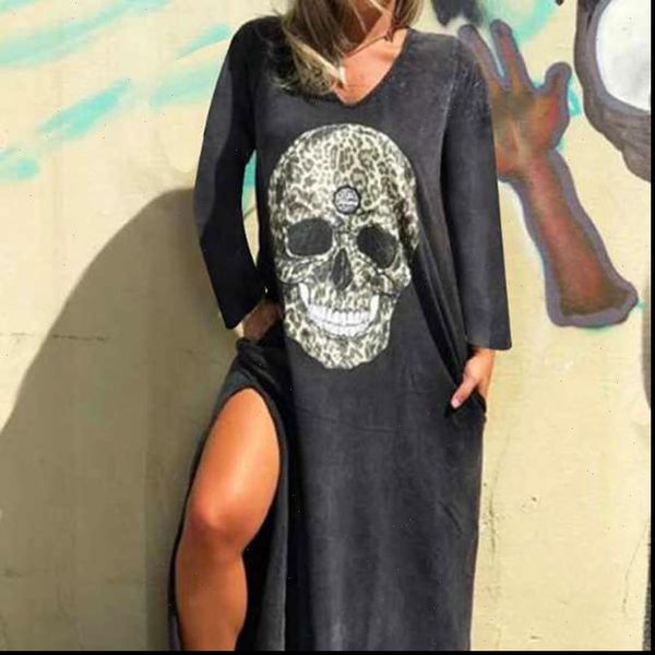 female loose halter neck sleeveless skull print women dress street fashion side high split flower print bandage summer dress, Black;gray
female loose halter neck sleeveless skull print women dress street fashion side high split flower print bandage summer dress, Black;gray