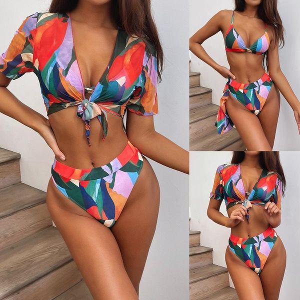 one-piece suits women 3 piece bikini set triangle cup brazilian swimsuit with short sleeve cover up cardigan colorful abstract printed
one-piece suits women 3 piece bikini set triangle cup brazilian swimsuit with short sleeve cover up cardigan colorful abstract printed