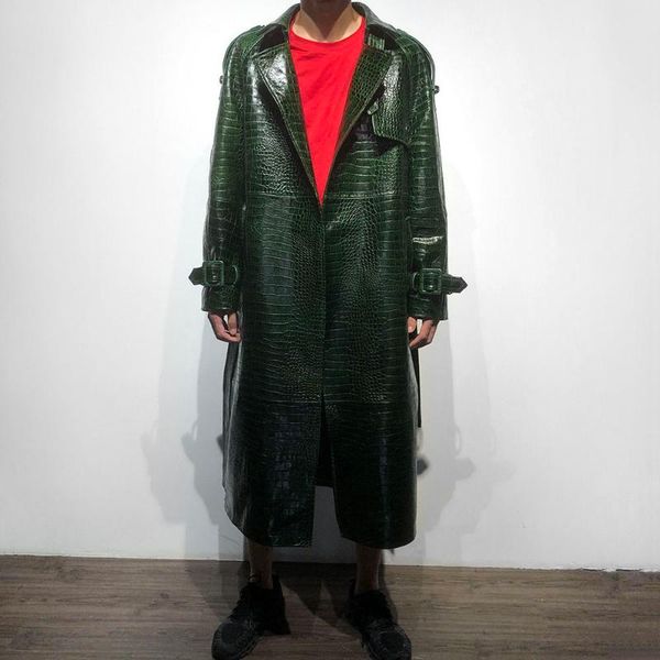 men's leather & faux yoloagain autumn crocodile pattern long coat genuine jacket, Black
men's leather & faux yoloagain autumn crocodile pattern long coat genuine jacket, Black
