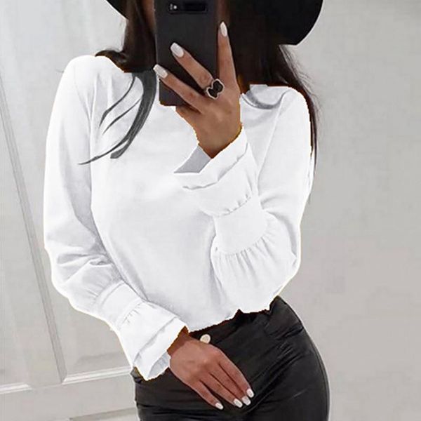 women's blouses & shirts female blouse spring autumn long sleeve round neck solid color fashion simple ladies casual soft white plus s
women's blouses & shirts female blouse spring autumn long sleeve round neck solid color fashion simple ladies casual soft white plus s