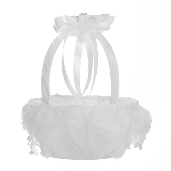 decorative flowers & wreaths wedding white bride flower basket supplies lace girl portable