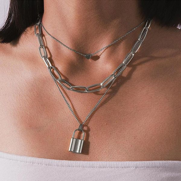 chains layered lock necklace chain necklaces adjustable multilayer long punk choker mujer, Silver
chains layered lock necklace chain necklaces adjustable multilayer long punk choker mujer, Silver