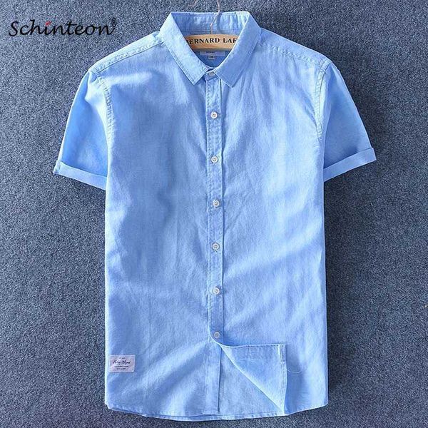 schinteon men cotton linen shirt short sleeve thin slim casual shirts white green pink blue 210628, White;black
schinteon men cotton linen shirt short sleeve thin slim casual shirts white green pink blue 210628, White;black