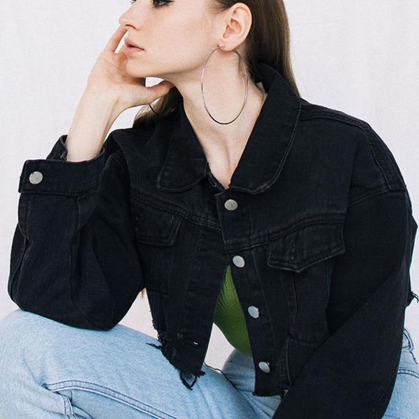 women's jackets 2021 autumn women denim jacket long sleeve fashion streetwear casual loose outwear short ripped jeans coat chaqueta muj, Black;brown
women's jackets 2021 autumn women denim jacket long sleeve fashion streetwear casual loose outwear short ripped jeans coat chaqueta muj, Black;brown