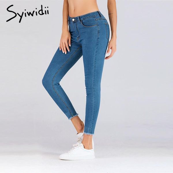 women's jeans skinny woman destroyed cut hem 2021 high elastic stretch mid waist ankle length zipper pencil pants, Blue
women's jeans skinny woman destroyed cut hem 2021 high elastic stretch mid waist ankle length zipper pencil pants, Blue