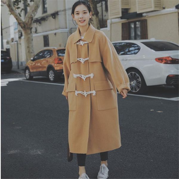 women's wool & blends winter casual long blend trench slim solid belt clothes female lapel horn button outerwear ladies fashion coat wo, Black
women's wool & blends winter casual long blend trench slim solid belt clothes female lapel horn button outerwear ladies fashion coat wo, Black