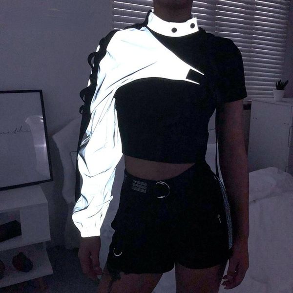 women's t-shirt reflective one shoulder harajuku punk long sleeve women irregular cargo crop ladies streetwear e girl y2k grunge, White
women's t-shirt reflective one shoulder harajuku punk long sleeve women irregular cargo crop ladies streetwear e girl y2k grunge, White