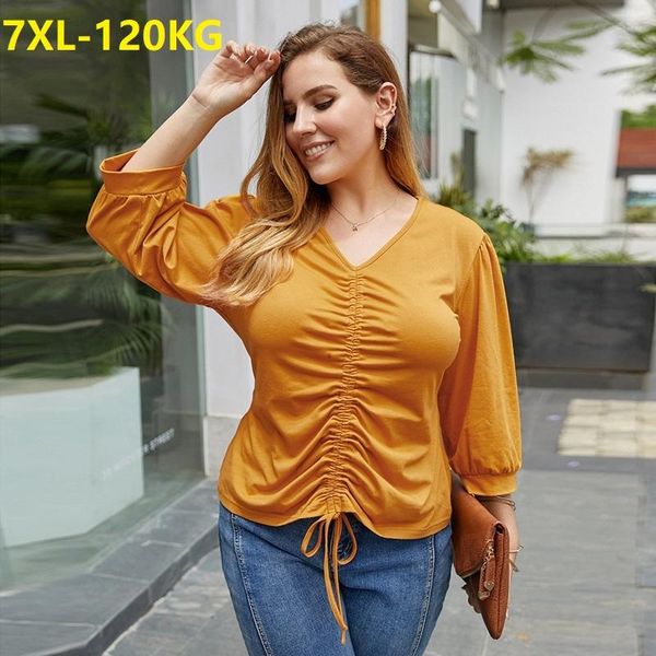 new autumn women shirt three quarter sleeve folds v-neck shirts plus size 7xl pink female fashion oversize dress 52, White
new autumn women shirt three quarter sleeve folds v-neck shirts plus size 7xl pink female fashion oversize dress 52, White