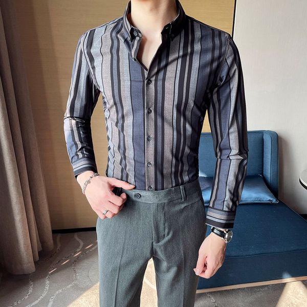 2021 new preto/caqui estilo britnico dos homens listrado camisas de manga longa alta qualidade negcios formal wear fino ajuste vestido blusa, Black;brown
2021 new preto/caqui estilo britnico dos homens listrado camisas de manga longa alta qualidade negcios formal wear fino ajuste vestido blusa, Black;brown