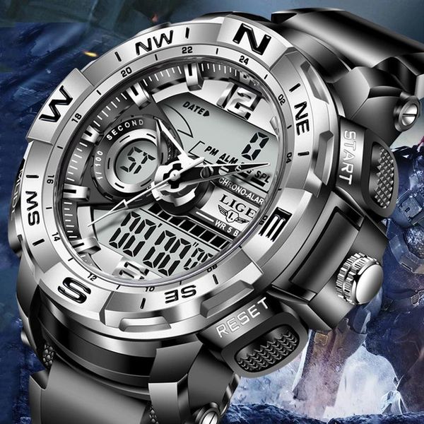 wristwatches lige sport men quartz digital watch creative diving watches waterproof alarm dual display clock relogio masculino+box, Slivery;brown
wristwatches lige sport men quartz digital watch creative diving watches waterproof alarm dual display clock relogio masculino+box, Slivery;brown