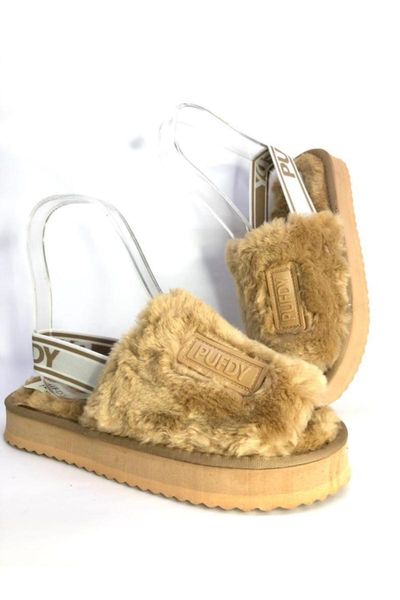 slippers women back wheel plush home slipper brown, Black