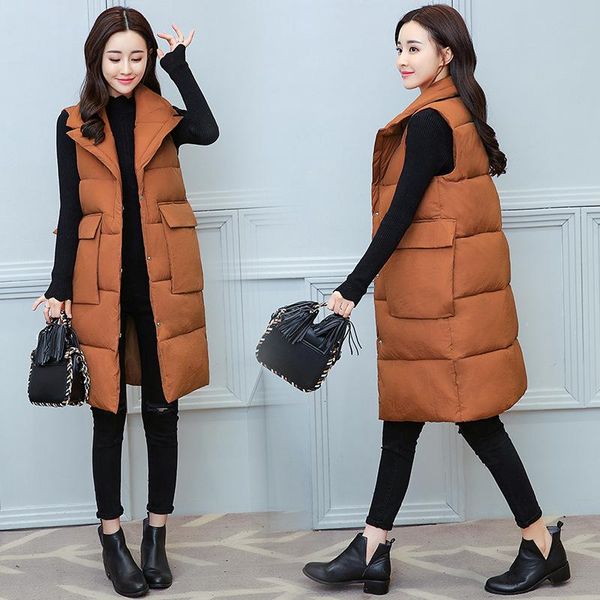 women's vests 2021 autumn winter warm cotton down vest women turn-down collar big pockets loose sleeveless long coat veste femme, Black;white
women's vests 2021 autumn winter warm cotton down vest women turn-down collar big pockets loose sleeveless long coat veste femme, Black;white