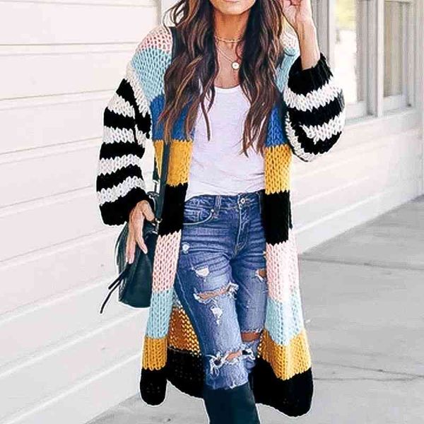 women striped long cardigans autumn winter knitted sweaters casual sweater coats fashion oversized patchwork cardigan 210603, White
women striped long cardigans autumn winter knitted sweaters casual sweater coats fashion oversized patchwork cardigan 210603, White