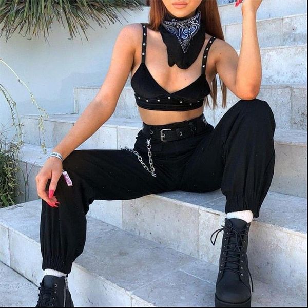 womens black hip hop chains long joggers pants female high waist loose trousers 2021 spring fashion ladies streetwear buttoms, Black;white
womens black hip hop chains long joggers pants female high waist loose trousers 2021 spring fashion ladies streetwear buttoms, Black;white