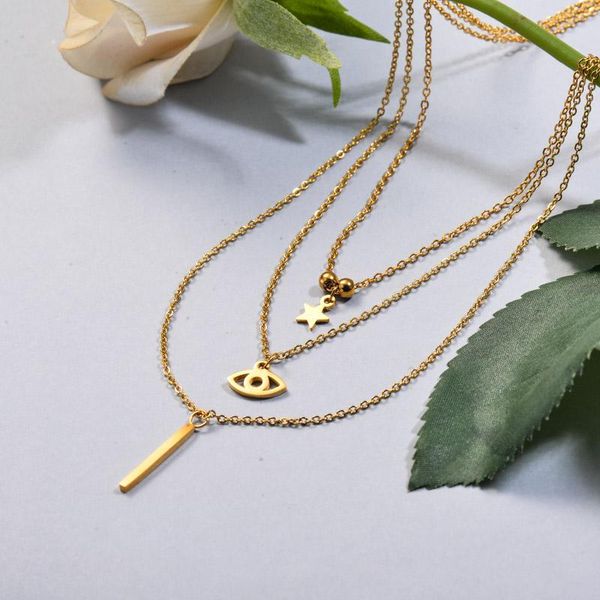 pendant necklaces baoyan fashion 18k gold plated evil eye with star charm necklace multi layer stainless steel jewelry for women, Silver
pendant necklaces baoyan fashion 18k gold plated evil eye with star charm necklace multi layer stainless steel jewelry for women, Silver