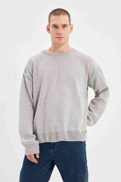 trendyol men oversize bicycle neck bias tape detailed knitwear sweater tmnaw22kz0142, White;black
trendyol men oversize bicycle neck bias tape detailed knitwear sweater tmnaw22kz0142, White;black