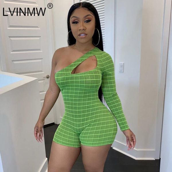 women's jumpsuits & rompers sexyplaid one shoulder long sleeve jumpsuit 2021 autumn women hollow out bodycon female party club clothes, Black;white
women's jumpsuits & rompers sexyplaid one shoulder long sleeve jumpsuit 2021 autumn women hollow out bodycon female party club clothes, Black;white