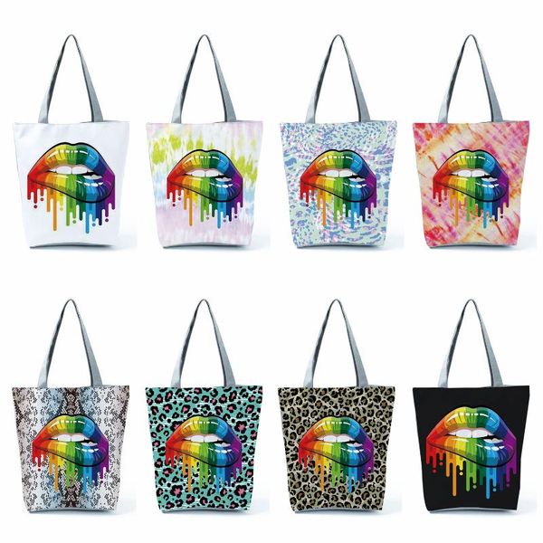 evening bags leopard lips printed handbags fashion beach tote high capacity eco reusable shopping bag women shoulder custom pattern
evening bags leopard lips printed handbags fashion beach tote high capacity eco reusable shopping bag women shoulder custom pattern