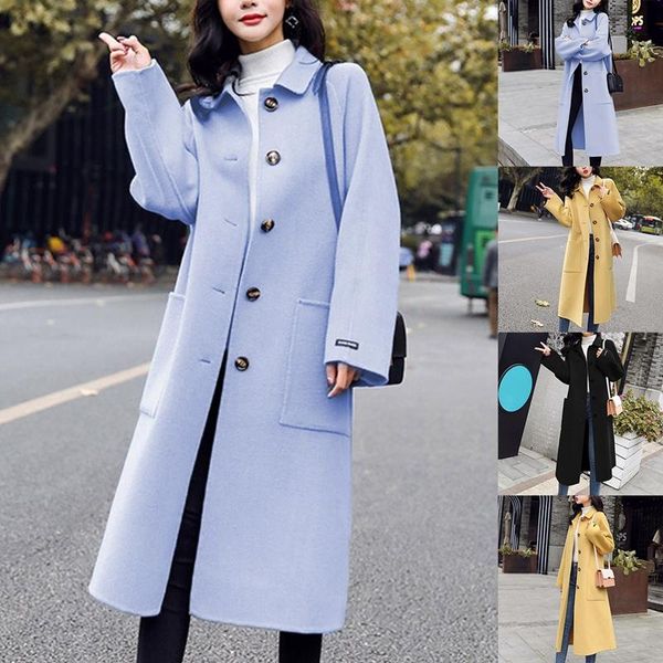 women's fashion over-the-knee woolen cloth and cotton wool coat mid-length coat, Black
women's fashion over-the-knee woolen cloth and cotton wool coat mid-length coat, Black