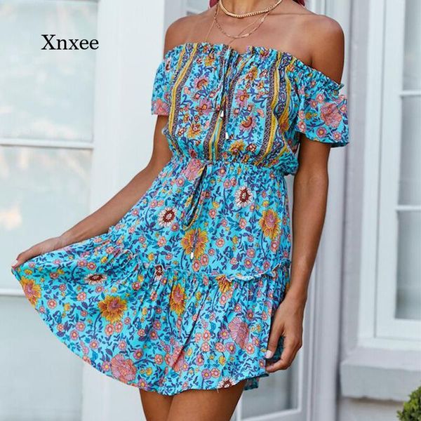 women's swimwear 2021 mini summer dress off shoulder for women casual boho print dresses stitching fashion comfortable a line robe, White;black
women's swimwear 2021 mini summer dress off shoulder for women casual boho print dresses stitching fashion comfortable a line robe, White;black