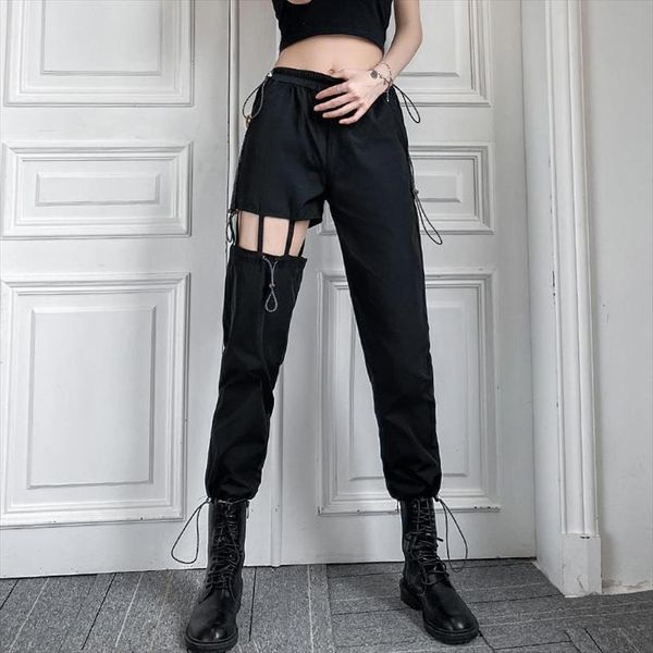 cargo black high street womens pant trousers elastic waist fashion casual trouser, Black;white
cargo black high street womens pant trousers elastic waist fashion casual trouser, Black;white