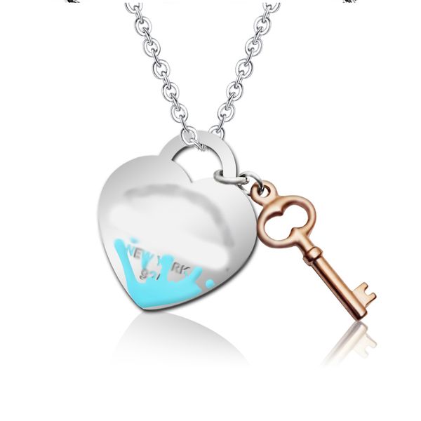 key necklace female stainless steel couple big blue pink green red heart pendant jewelry on the neck gift for girlfriend accessories wholesa, Silver
key necklace female stainless steel couple big blue pink green red heart pendant jewelry on the neck gift for girlfriend accessories wholesa, Silver