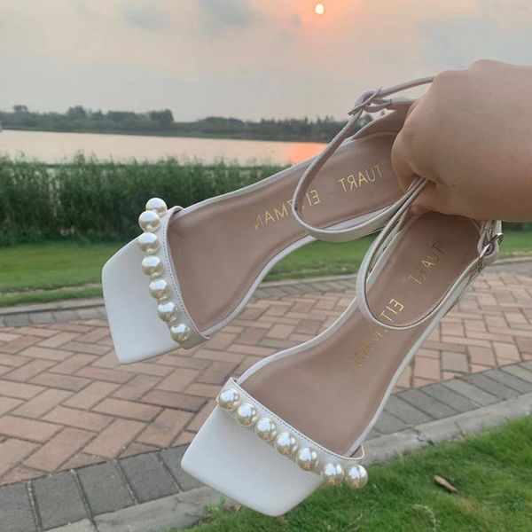 sandals 2021 summer one line buckle fairy square head big pearl comfortable medium high thick heel, Black
sandals 2021 summer one line buckle fairy square head big pearl comfortable medium high thick heel, Black