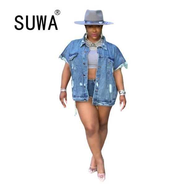 short sleeve turn down collar denim jacket for women fashion single-breasted loose maxi coat hip hop casual plus size outerwear, Black;brown
short sleeve turn down collar denim jacket for women fashion single-breasted loose maxi coat hip hop casual plus size outerwear, Black;brown