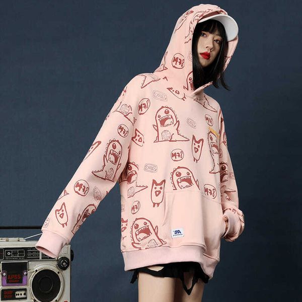 2021 new women's fashion oversized hoodies korean cartoon print harakuju sweatshirt plus size female autumn casual thin hooded pullover, Black
2021 new women's fashion oversized hoodies korean cartoon print harakuju sweatshirt plus size female autumn casual thin hooded pullover, Black