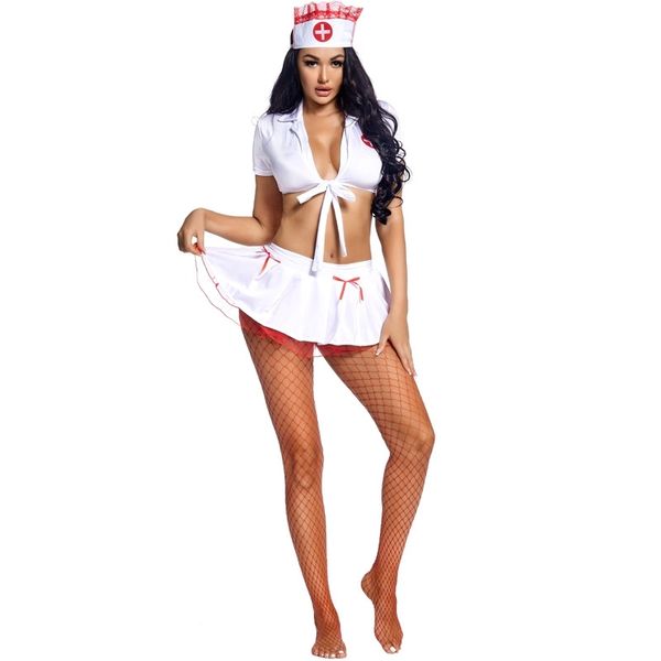 halloween cosplay professional play costume white split strap low chest net socks set nurse uniform, Black;white
halloween cosplay professional play costume white split strap low chest net socks set nurse uniform, Black;white