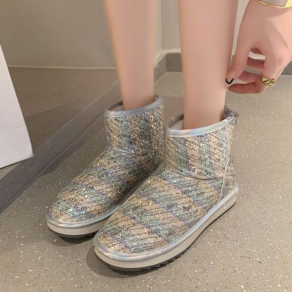 boots sequin snow women shoes winter shiny round toe ankle plus plush glitter flat platform slip-on mujer, Black
boots sequin snow women shoes winter shiny round toe ankle plus plush glitter flat platform slip-on mujer, Black
