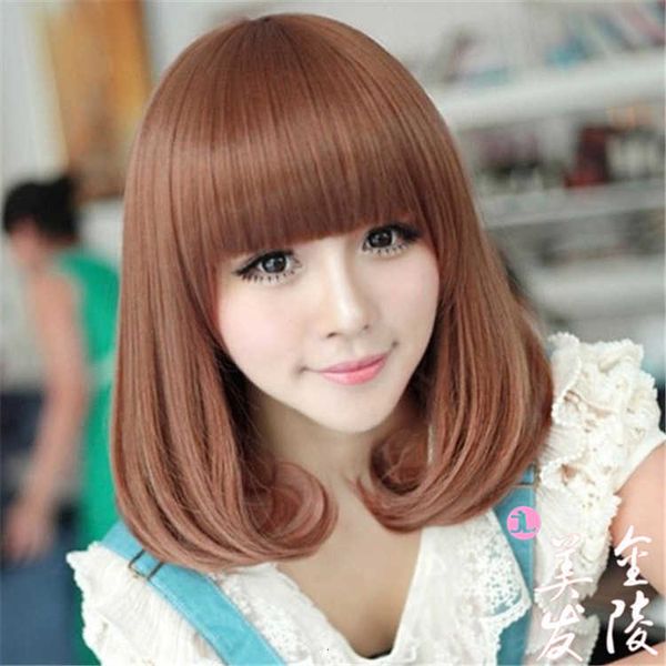 wig women's curly head cover chemical fiber fake middle long hair with bangs inside, Black
wig women's curly head cover chemical fiber fake middle long hair with bangs inside, Black