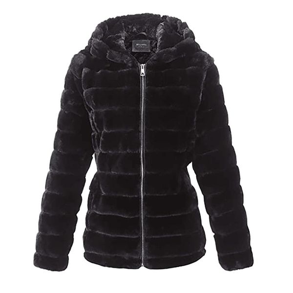 women's fur & faux womens solid color coat with hood 2021 autumn long-sleeved clothes ladies zipper jacket veste femme, Black
women's fur & faux womens solid color coat with hood 2021 autumn long-sleeved clothes ladies zipper jacket veste femme, Black