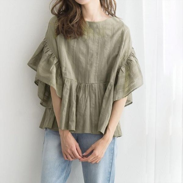 lotus leaf sleeve autumn womens blouses casual all match retro harajuku style round neck shirt loose pullover, White
lotus leaf sleeve autumn womens blouses casual all match retro harajuku style round neck shirt loose pullover, White
