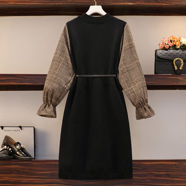 2021 new winter of vintage kintted chess pu belt dressed in long sleeve black twist split dress plus size clothes 6q1w, White
2021 new winter of vintage kintted chess pu belt dressed in long sleeve black twist split dress plus size clothes 6q1w, White