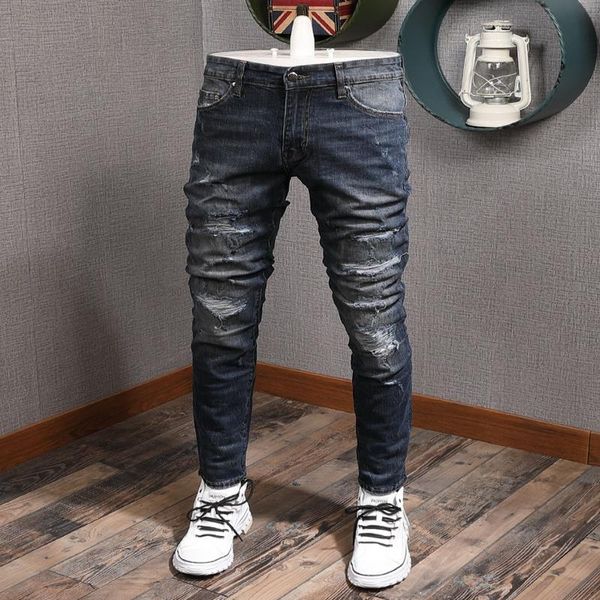 fashion fit patchwork stitch slim 5 distressed fading jeans design denim detail men's pockets cotton qstpe, Black
fashion fit patchwork stitch slim 5 distressed fading jeans design denim detail men's pockets cotton qstpe, Black